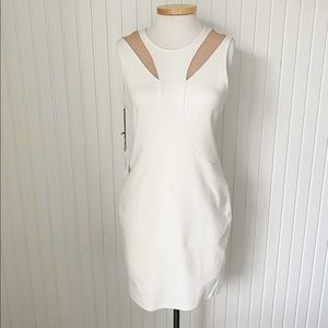 NWT Ali & Jay White Pointe Mini Nude Mesh Bodycon Dress Size Large